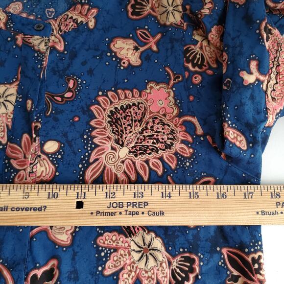 ALC Women Marci Abstract Floral Blouse 4 Blue Paisley Puff Shoulder Contemporary - Picture 10 of 12